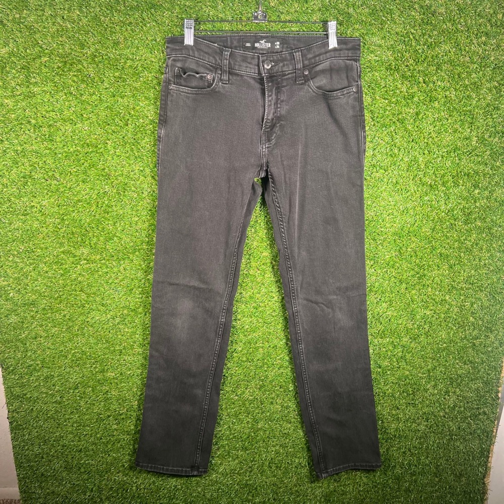 Hollister‎ Epic Flex Slim Straight Jeans Mens 30x34 Black Faded Denim